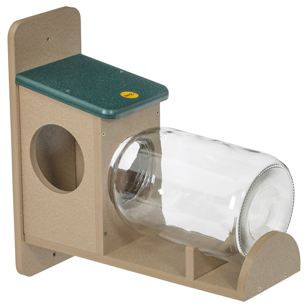 Squirrel Jar Feeder in Taupe and Green Recycled Plastic - Birds Choice