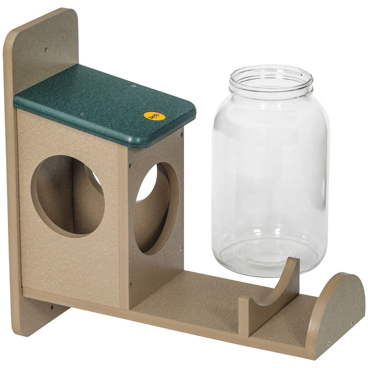 Squirrel Jar Feeder in Taupe and Green Recycled Plastic - Birds Choice