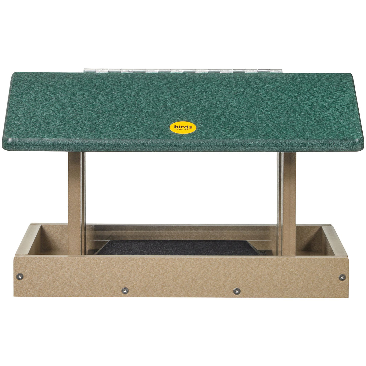 Medium 4 Sided Hopper Bird Feeder in Taupe and Green Recycled Plastic - Birds Choice