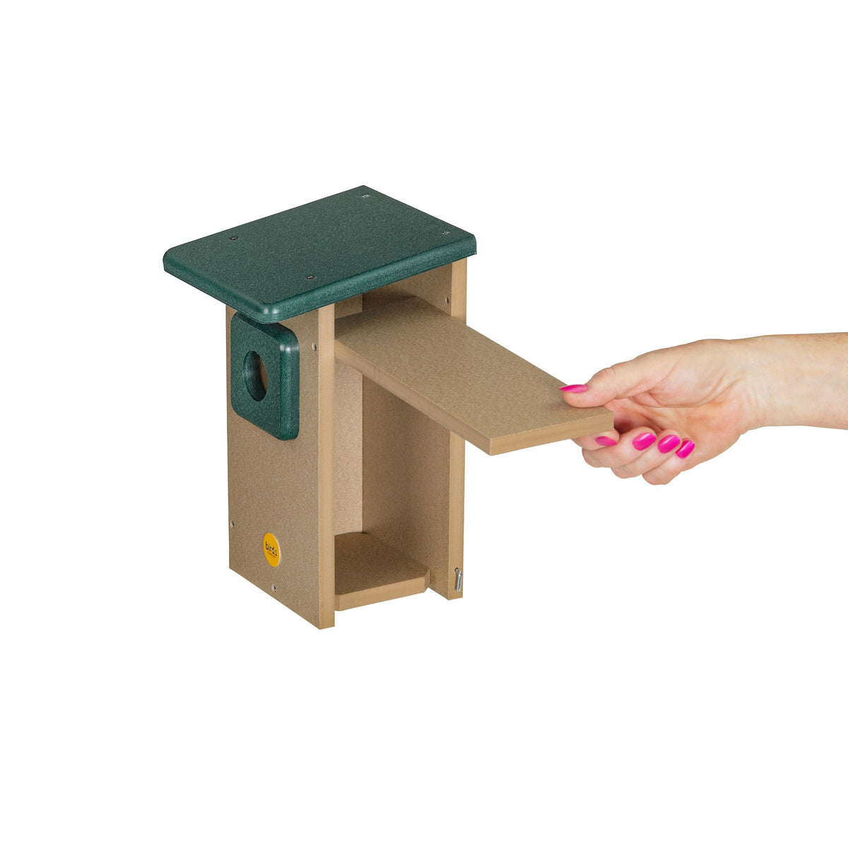 Western Bluebird House in Taupe and Green Recycled Plastic 1.5625" Entrance Hole - Birds Choice