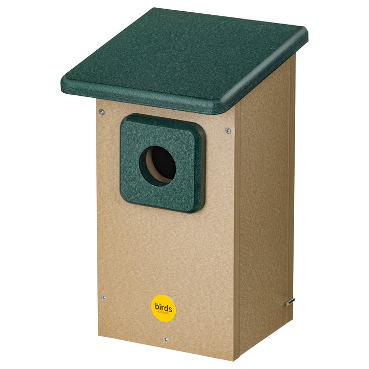 Eastern Bluebird House in Taupe and Green Recycled Plastic 1.5" Entrance Hole - Birds Choice
