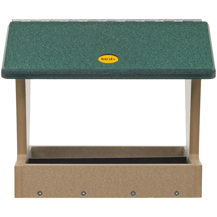 Medium Hopper Bird Feeder in Taupe and Green Recycled Plastic - Birds Choice
