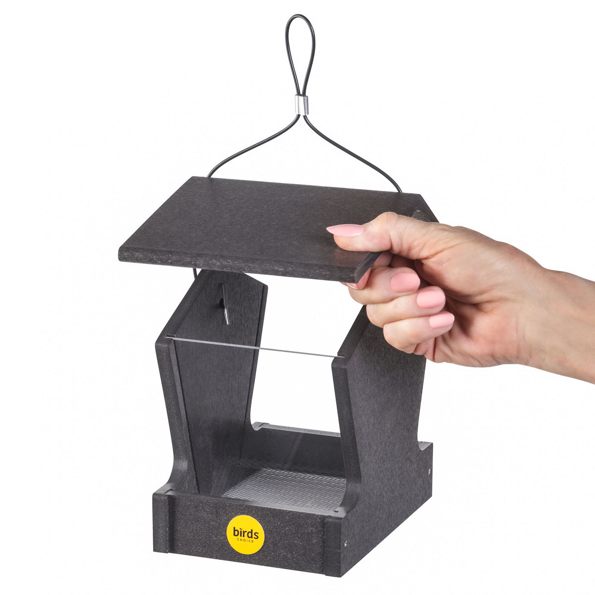 Small Hopper Feeder in Black Recycled Plastic - Birds Choice