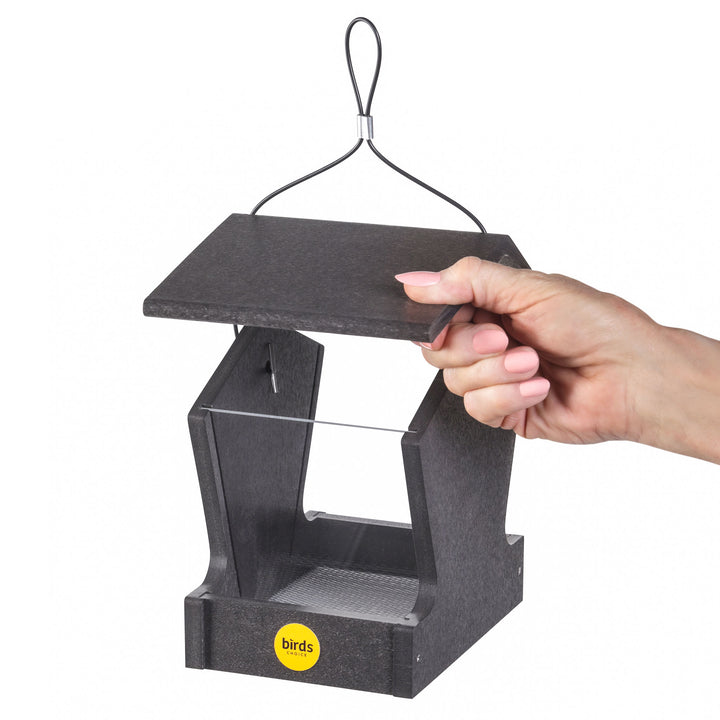 Small Hopper Feeder in Black Recycled Plastic - Birds Choice