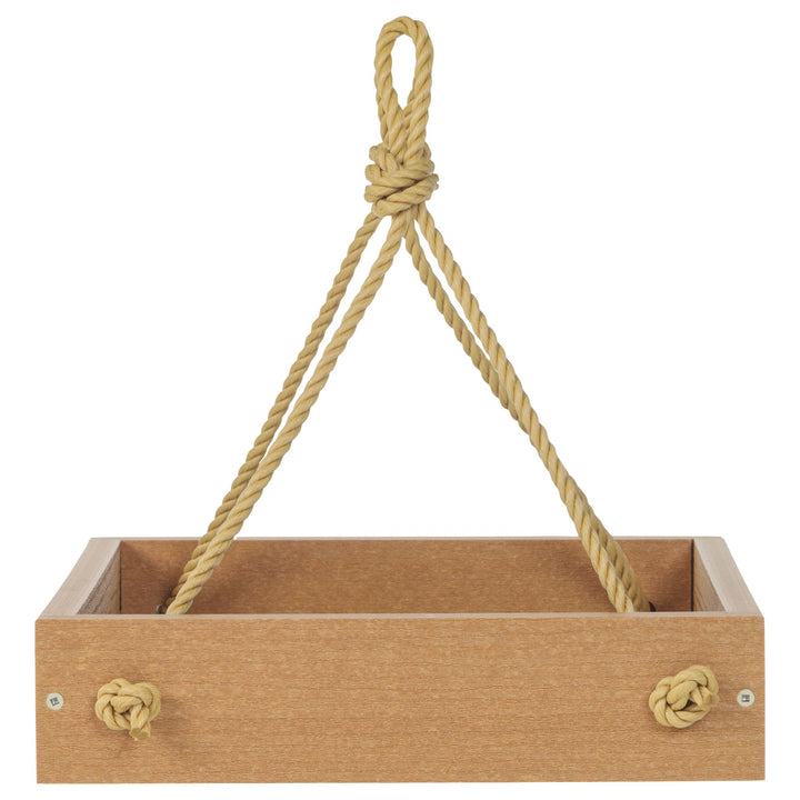 Modern Farmhouse Small Hanging Platform Feeder in Natural Teak - Birds Choice