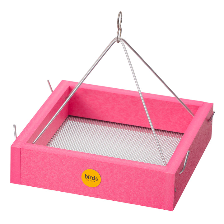 Small Hanging Tray Bird Feeder in Pink Recycled Plastic-Limited Edition - Birds Choice