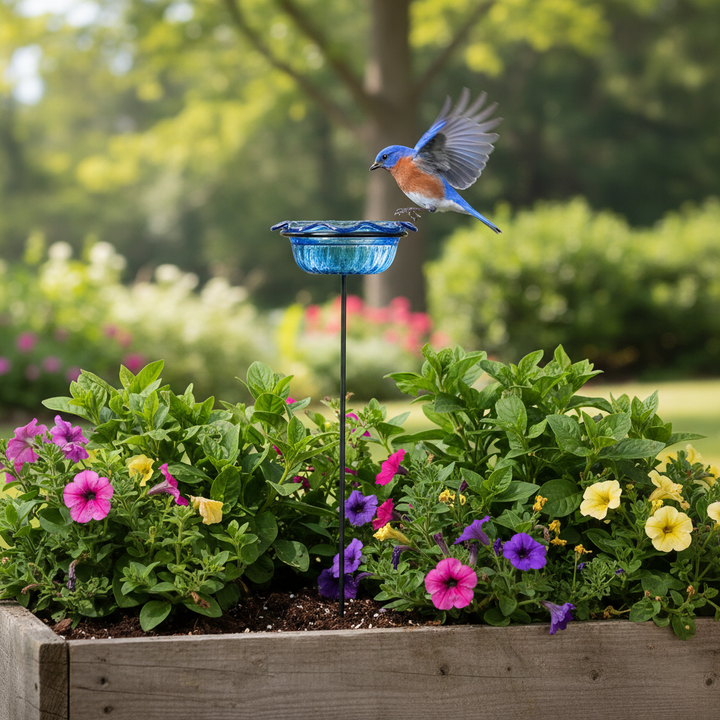 Bluebird Feeder Single Cup Plant Stake for Mealworms and Dried Fruit