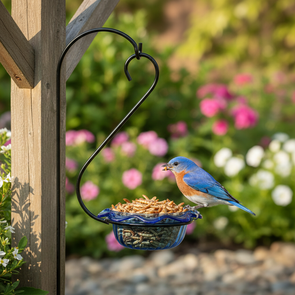 Bluebird Feeder Single Cup for Mealworms and Dried Fruit