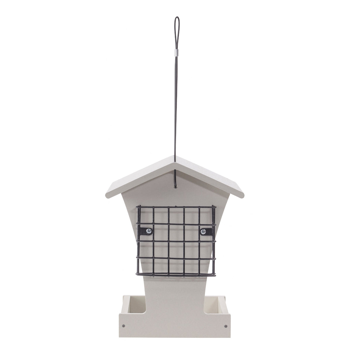 Tall Hopper Bird Feeder with Suet Cages in Sea Salt Recycled Plastic - Birds Choice