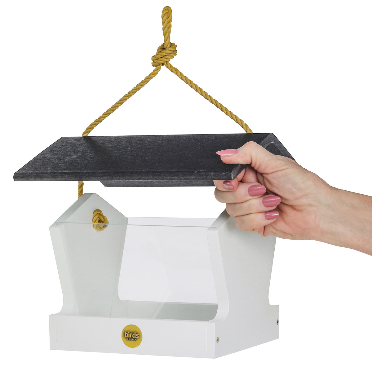 Modern Farmhouse Medium Hopper Bird Feeder in Black and White - Birds Choice