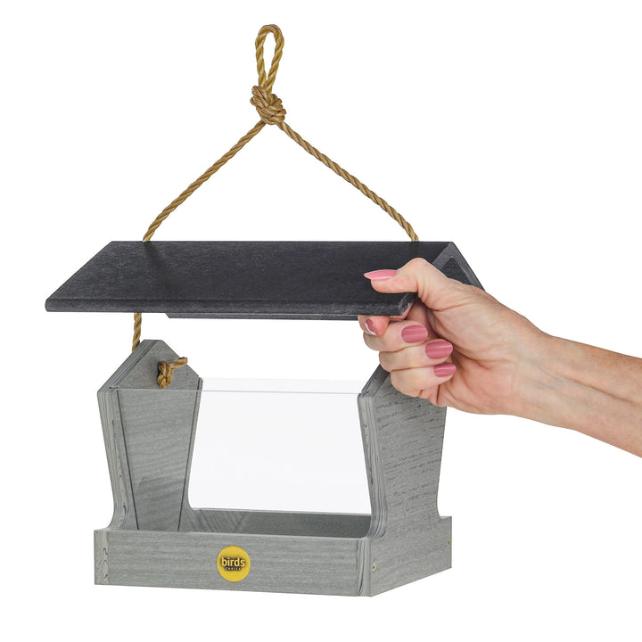 Modern Farmhouse Medium Hopper Feeder in Driftwood - Birds Choice
