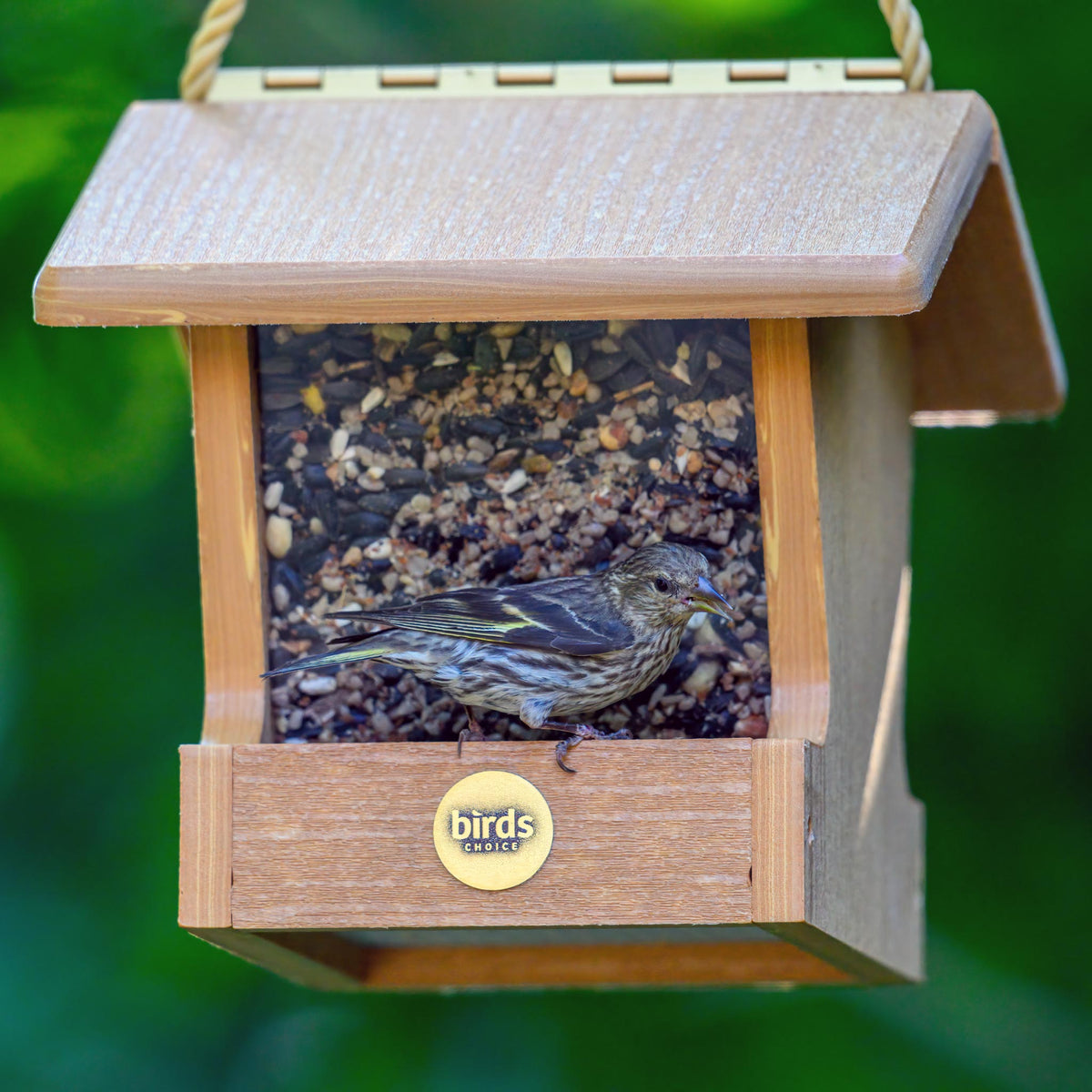 Modern Farmhouse Small Hopper Feeder in Natural Teak - Birds Choice