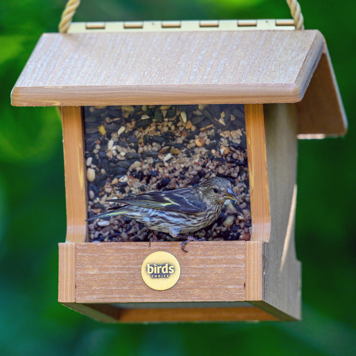 Modern Farmhouse Small Hopper Feeder in Natural Teak - Birds Choice