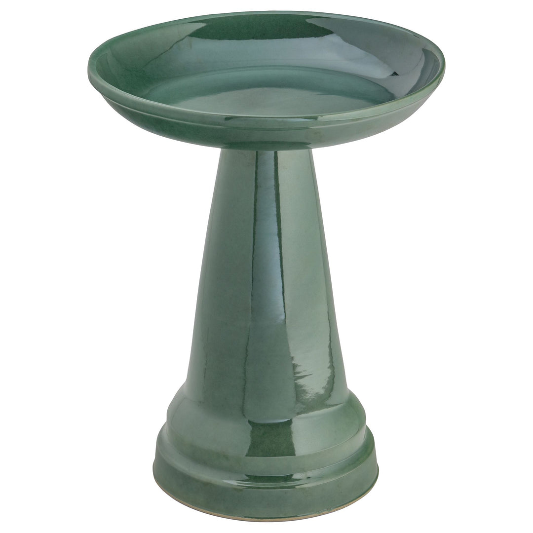 Ohio Stoneware Bird Bath in Summer Green Made in USA - Birds Choice