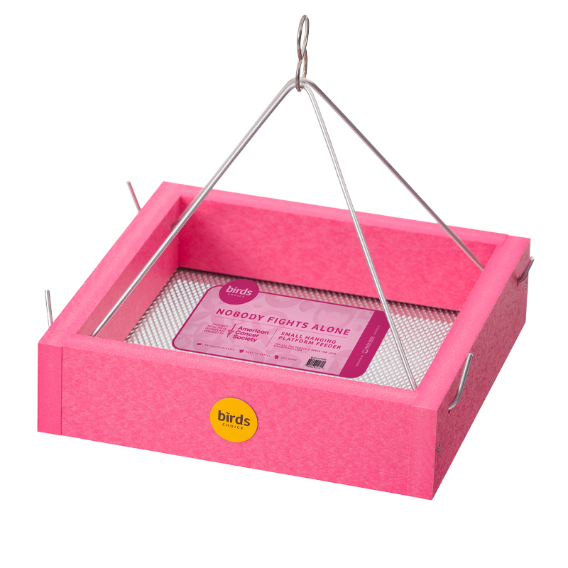 Small Hanging Tray Bird Feeder in Pink Recycled Plastic-Limited Edition - Birds Choice