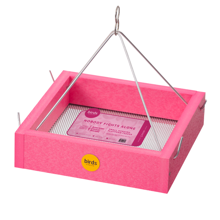 Small Hanging Tray Bird Feeder in Pink Recycled Plastic-Limited Edition - Birds Choice