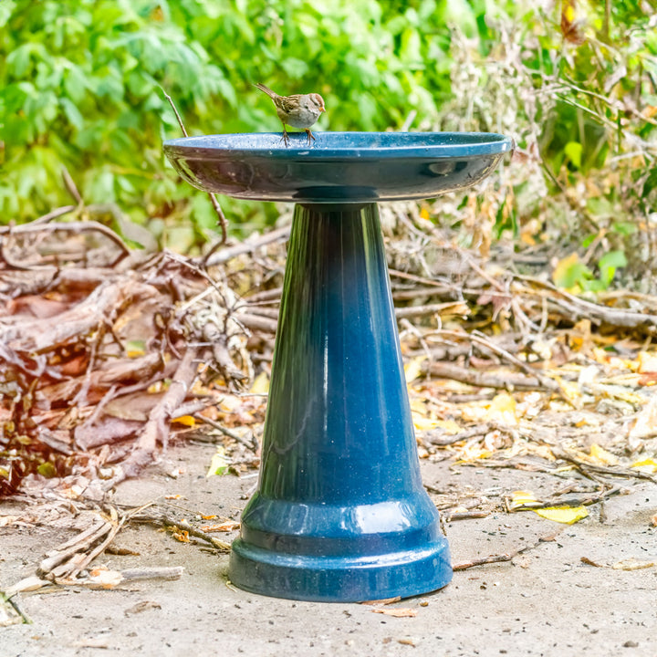 Ohio Stoneware Bird Bath in Summer Blue Made in USA - Birds Choice
