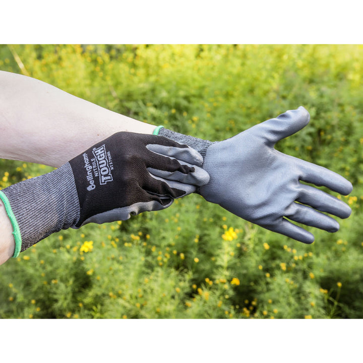 Nitrile Tough Gardening Gloves Black Size Large - Birds Choice